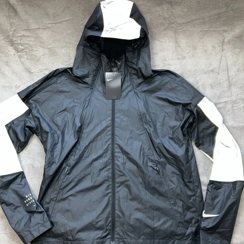 Nike Run Division Flash‎ Jacket Women M Black  Zip Reflective CU3383-010